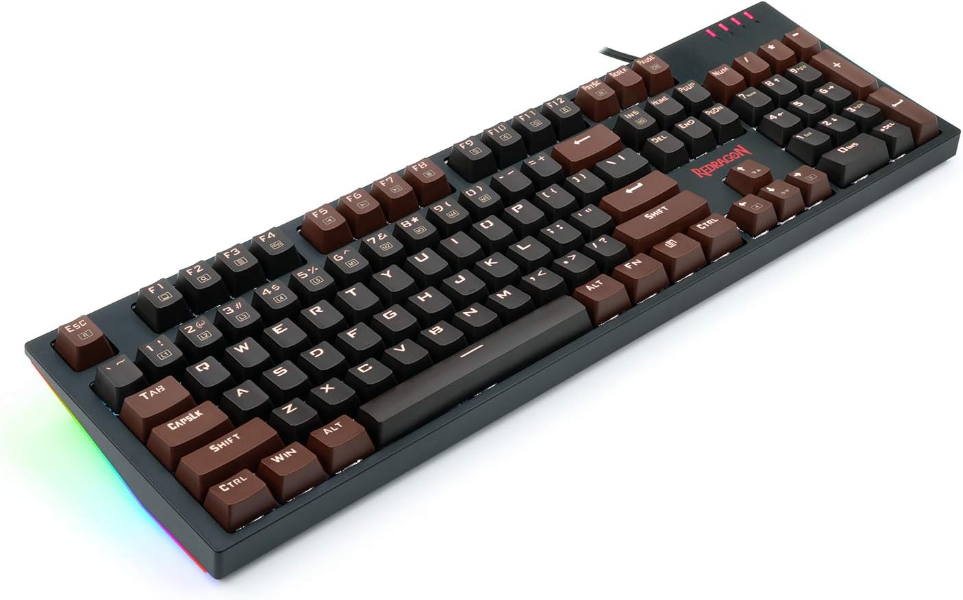 Redragon K592 Apas Mechanical Gaming Wired Keyboard with Ultra Fast V-Optical Blue Switches, White Backlit, Tactile & Highly Precision, 104 Keys Standard for Windows PC Gamers, Dark Brown Redragon K592 Apas Mechanical Gaming Wired Keyboard with Ultra Fast V-Optical Blue Switches, White Backlit, Tactile & Highly Precision, 104 Keys Standard for Windows PC Gamers, Dark Brown